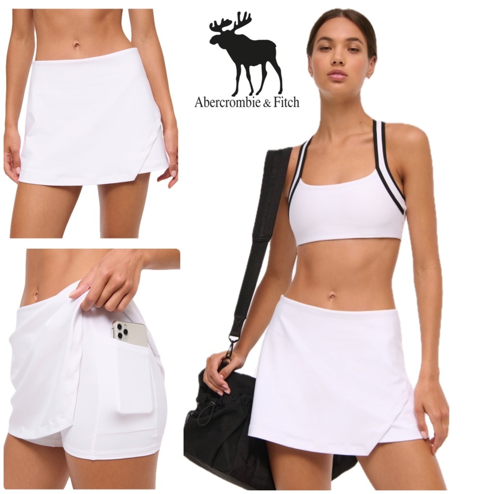 🆕 NWT Abercrombie A&F YPB sculptLUX Lined Wrap Skirt in White